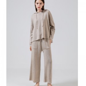 Thời trang giản dị áo len len đơn giản hai mảnh áo hoodie set 69056#